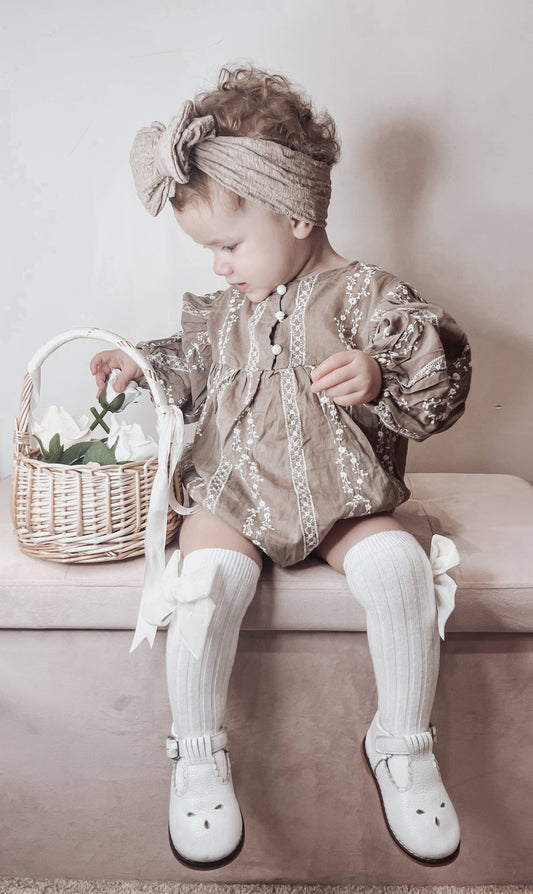 Annie & Charles® organic cotton bodysuit with embroidery