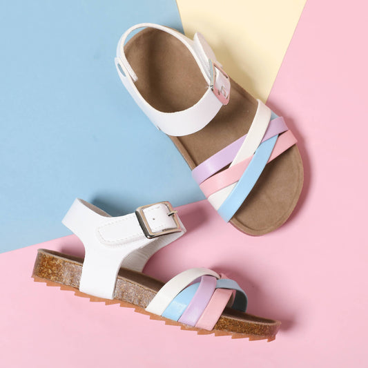 Toddler/ Kid Girl Casual Stripe Cork Sole Buckle Sandals