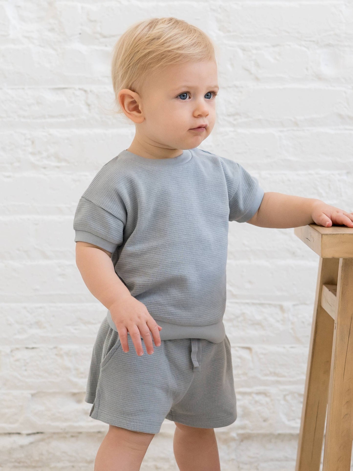 Organic Baby & Kids Ali Waffle Tee - Mist
