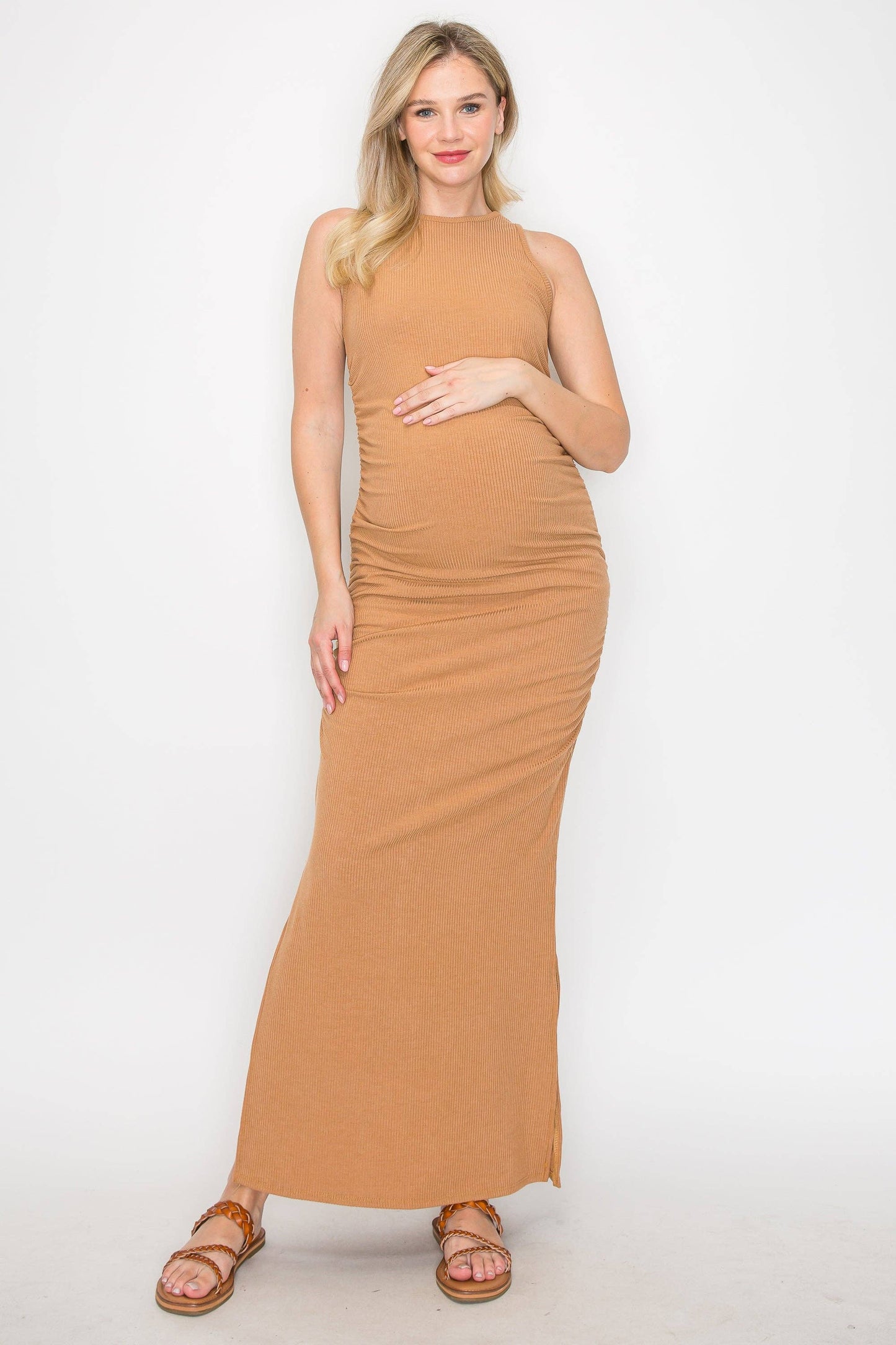 Celestine Tank Ribbed Long Dress W/Side Slit