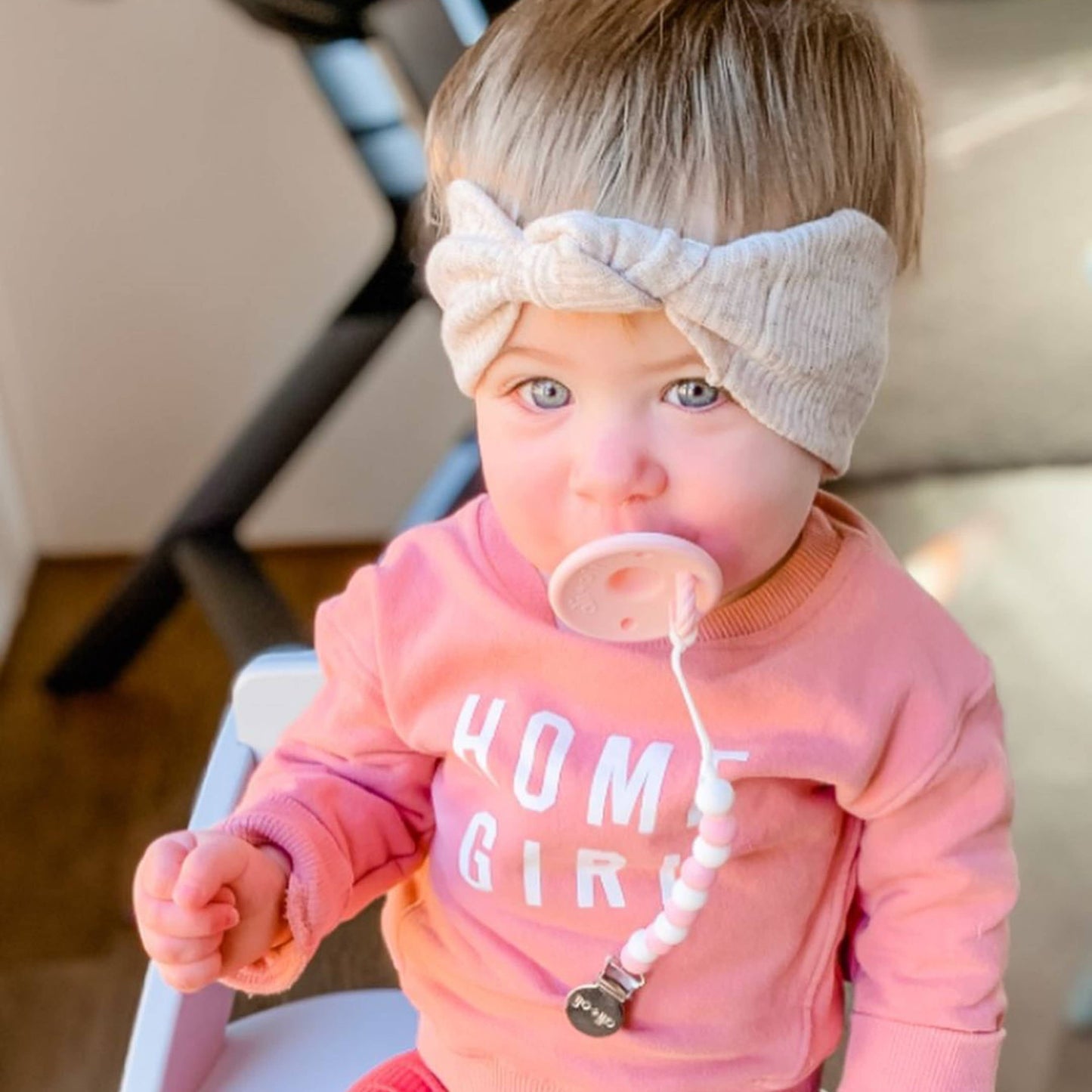 Ali+Oli Silicone Pacifier Clip (Pink-White)