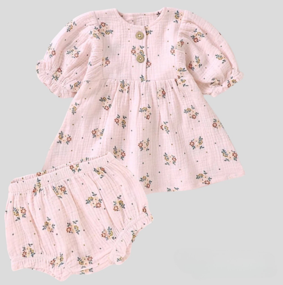 Floral Baby Spring Summer set dress with bloomers 2025