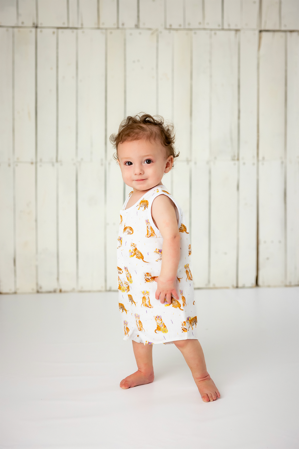 MVC: Louisiana Tigers Organic Muslin Shortalls