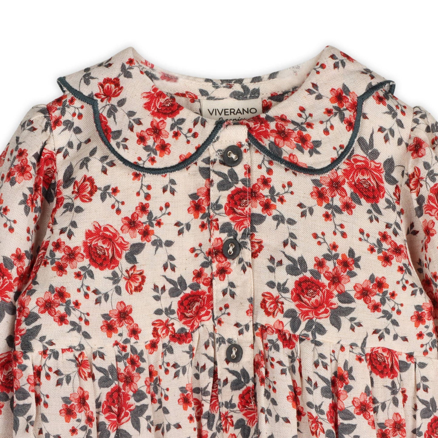 Rosabelle Rose Floral Baby Romper & Headband (Linen Blend)