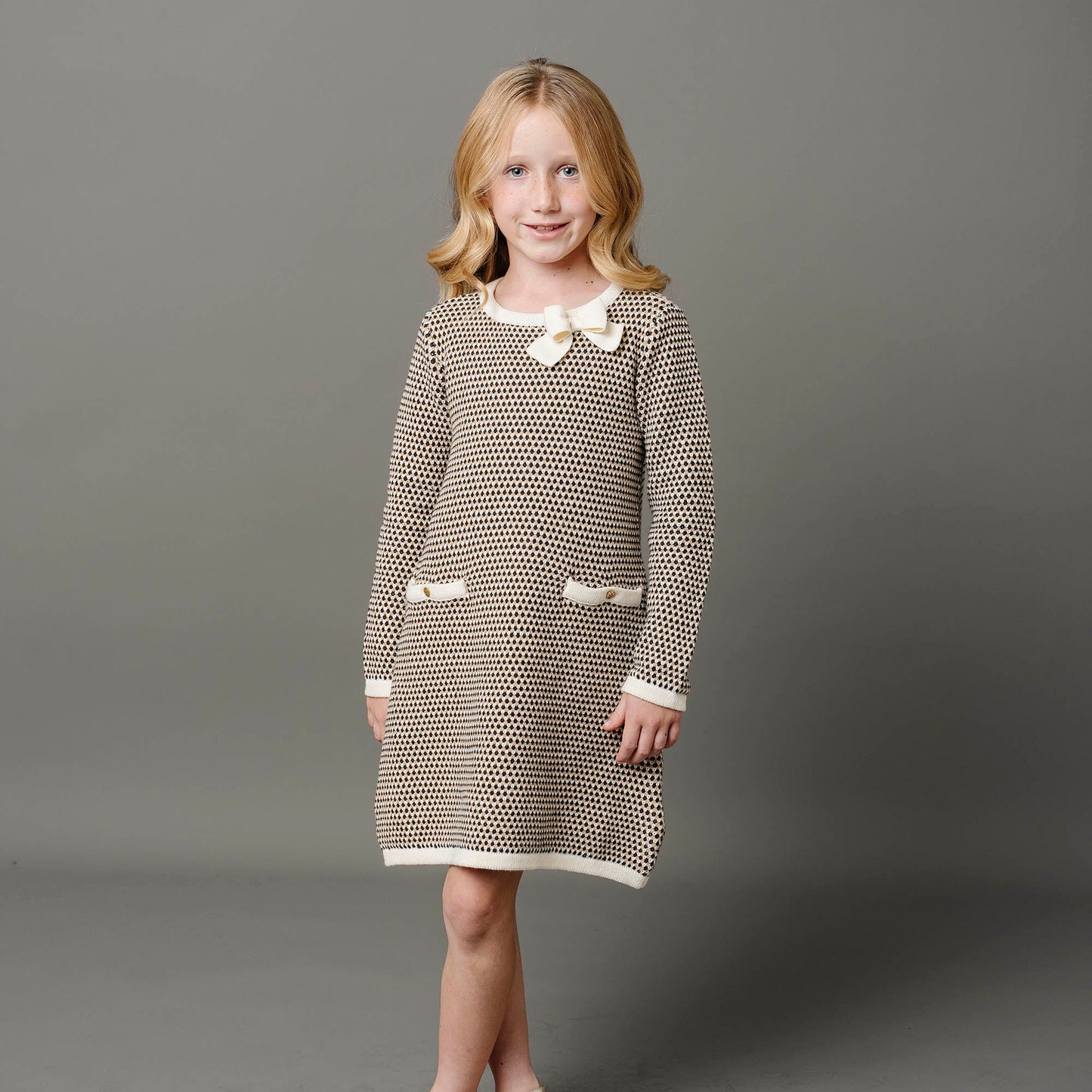 Organic Tweed Bow Sweater Dress - Baby