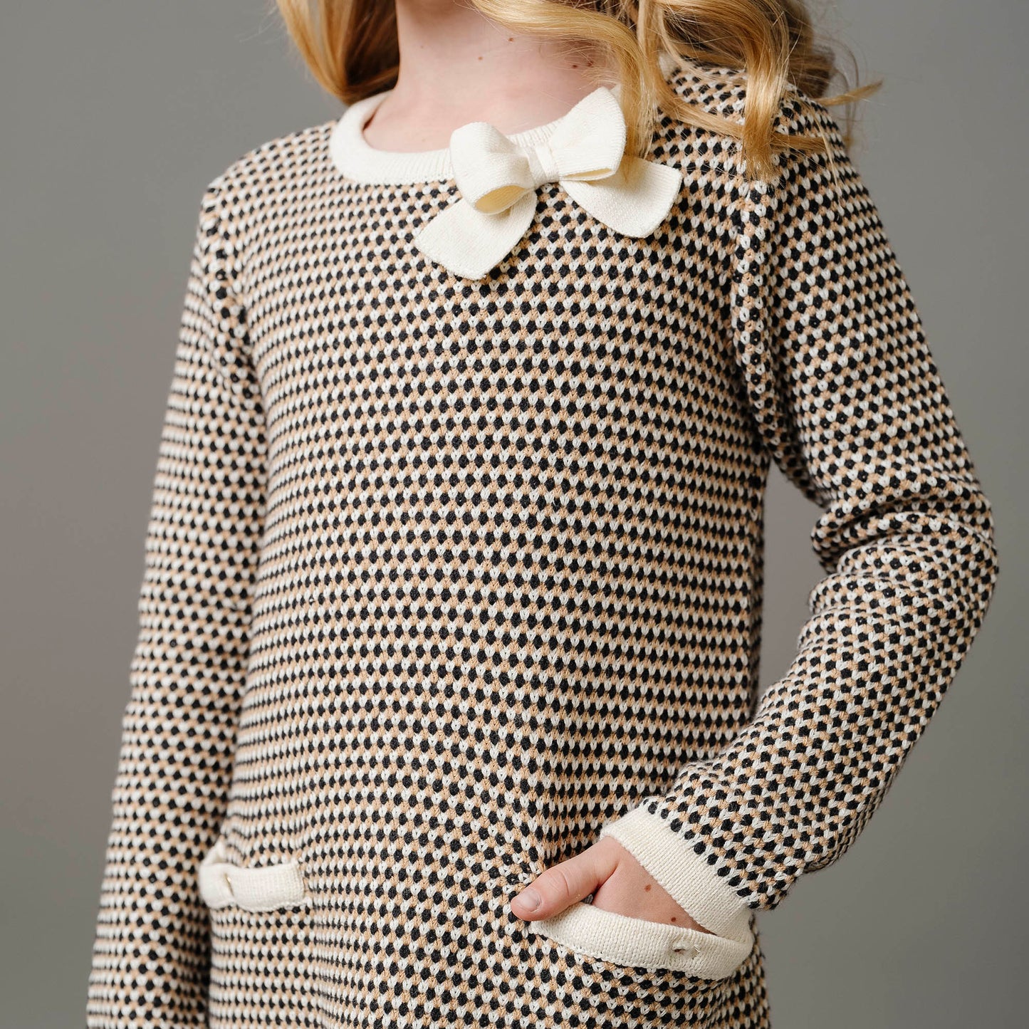 Organic Tweed Bow Sweater Dress - Baby