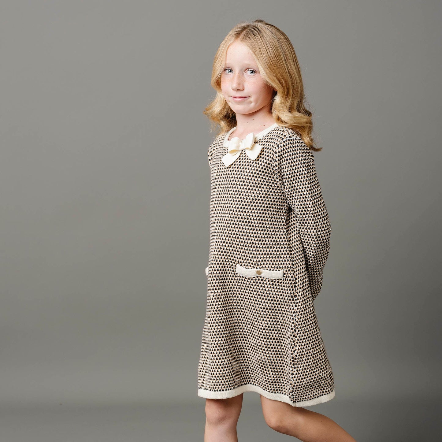 Organic Tweed Bow Sweater Dress - Baby