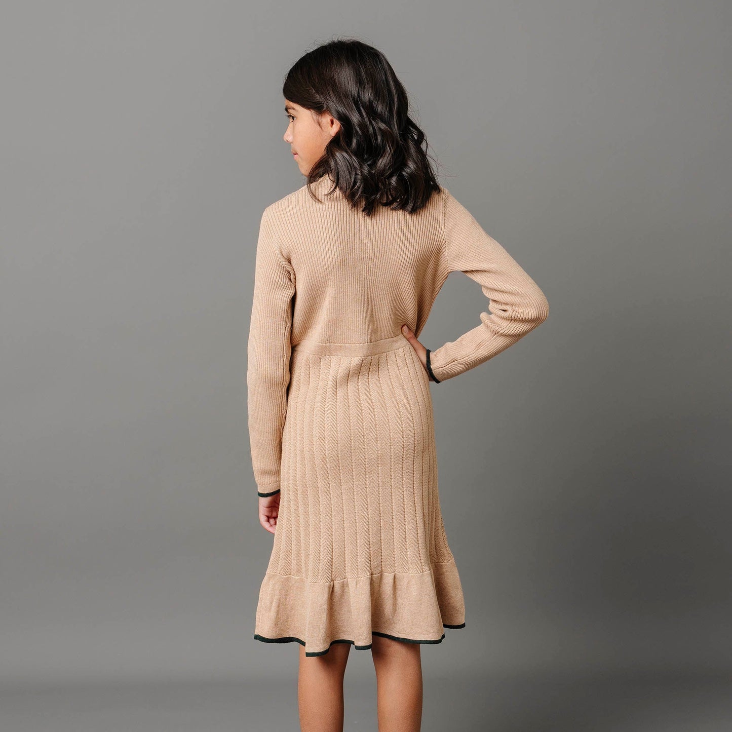 Organic Mock Neck Flounce Sweater Dress - Baby