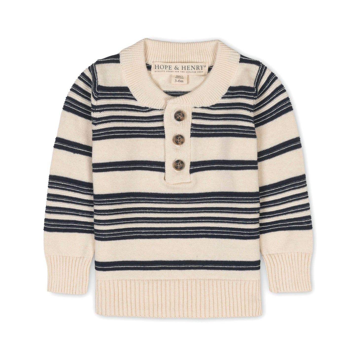 Organic Sweater Henley with Elbow Patches