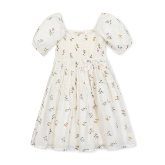 Organic Smocked Bubble Sleeve Dress
