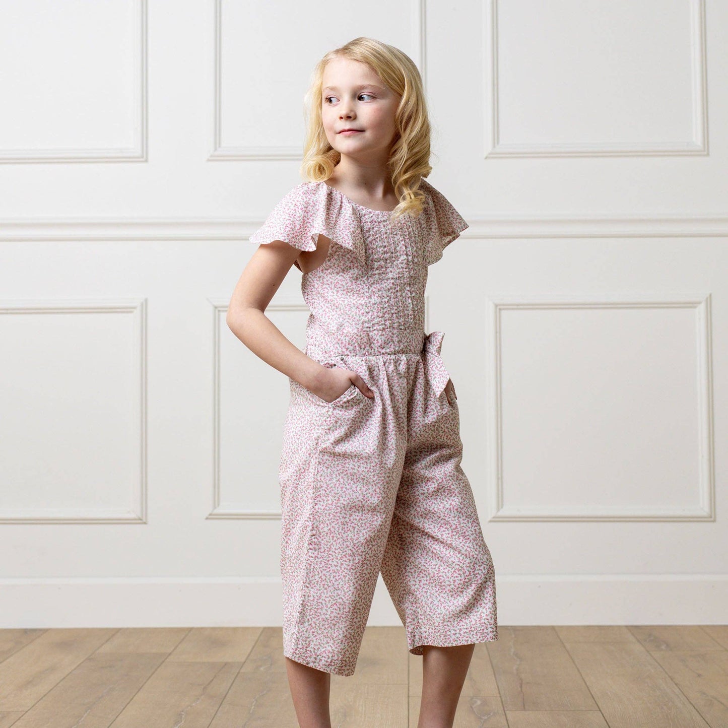 Organic Flutter Sleeve Pintuck Jumpsuit