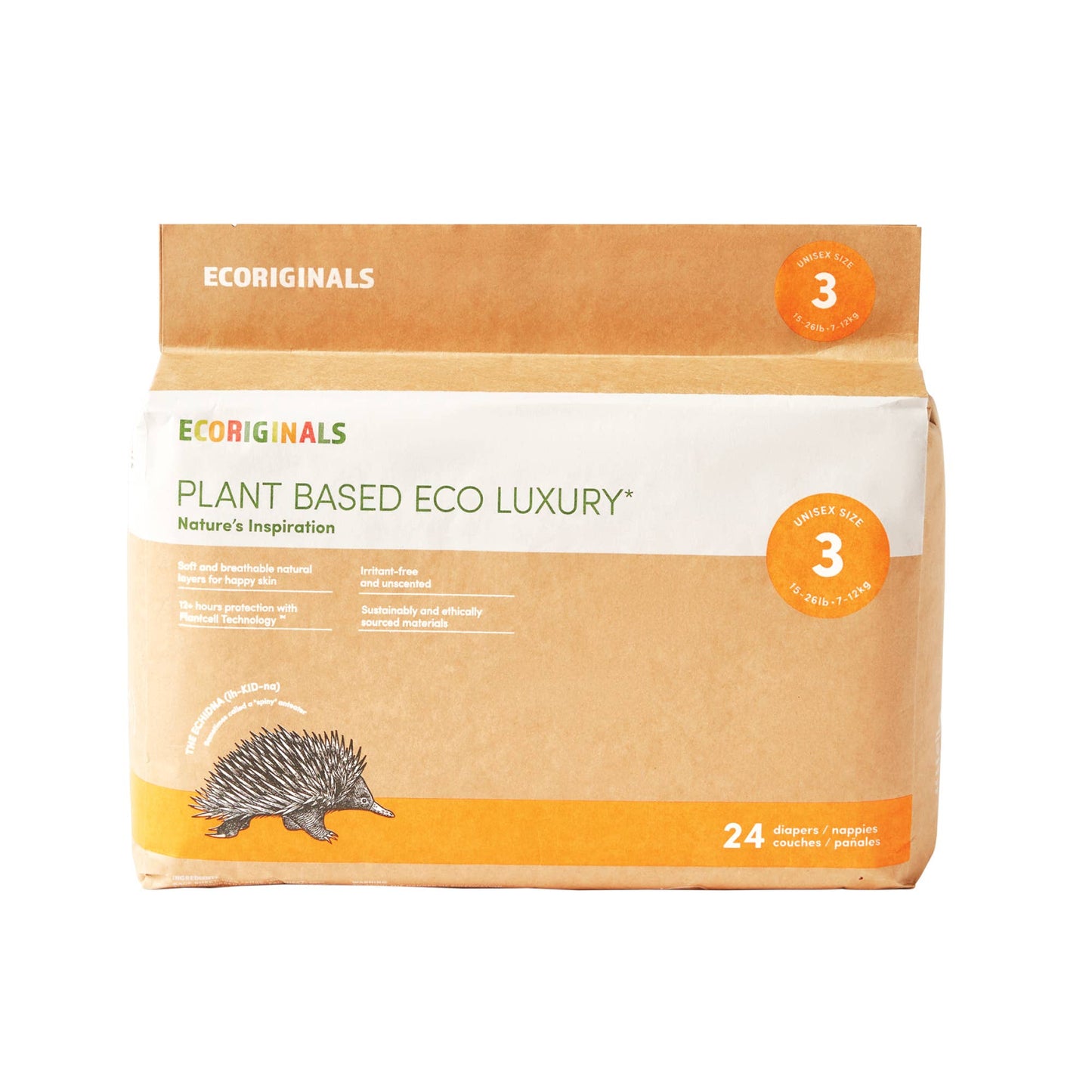 Plant based USA Cotton Eco Diaper Size 3 Crawler 15-26lb