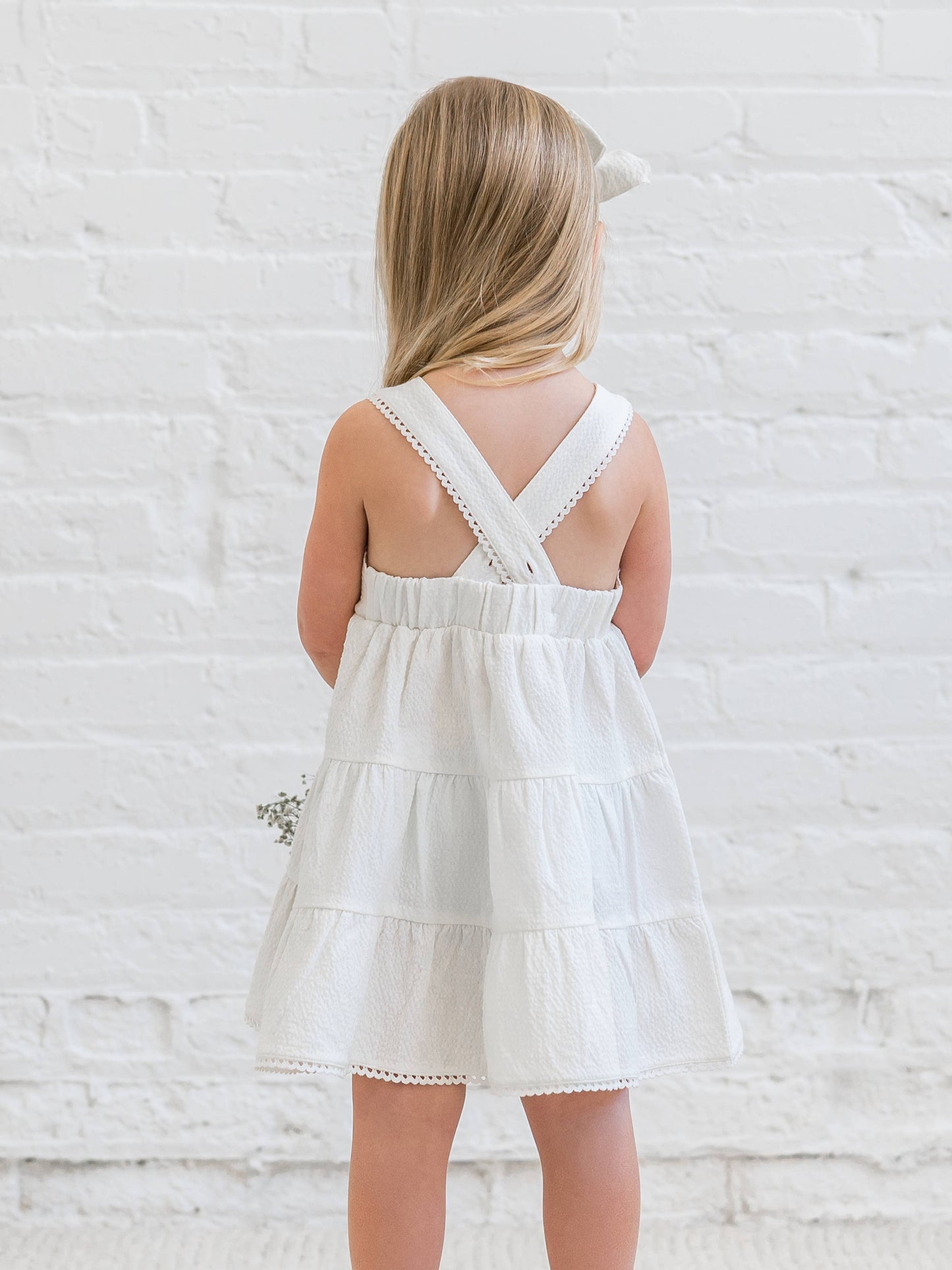 Organic Zoey Seersucker Tiered Dress - Coconut