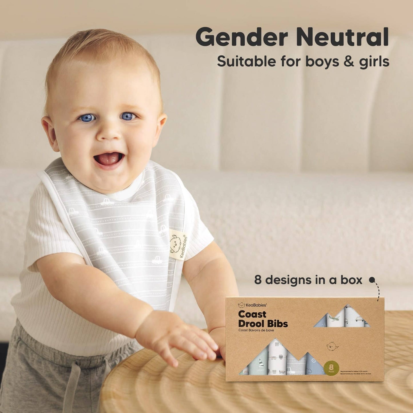 KeaBabies 8-Pack Coast Drool Bibs