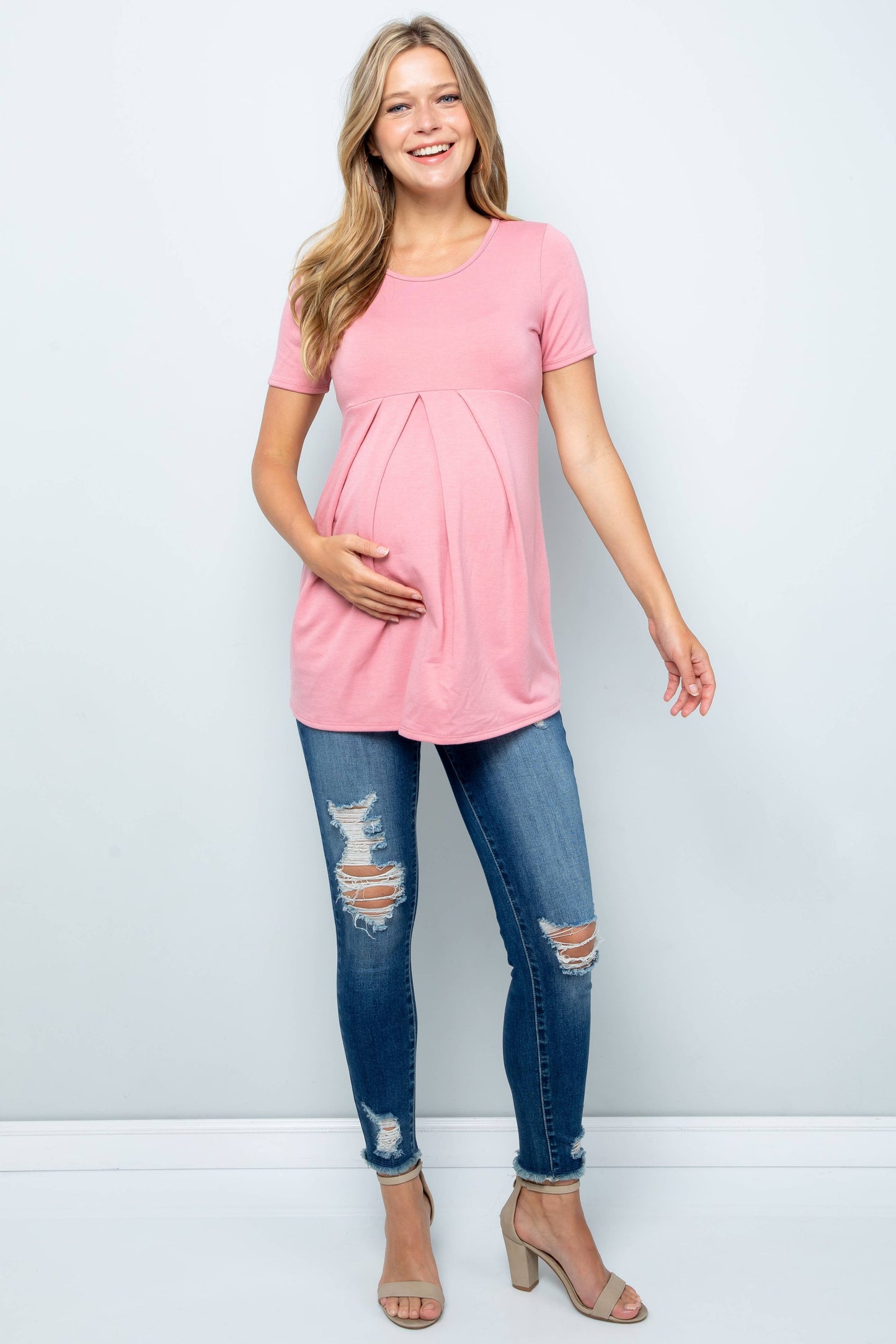 Zoey French Terry Pleated Top