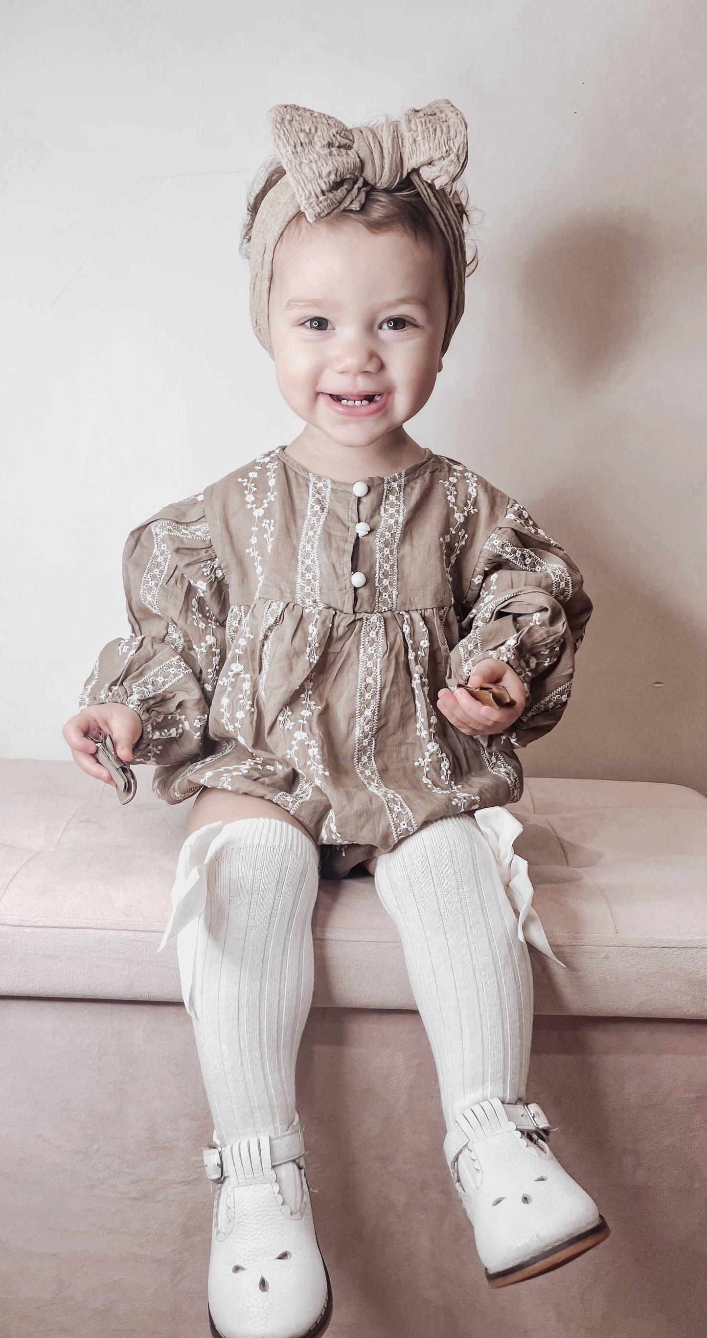 Annie & Charles® organic cotton bodysuit with embroidery