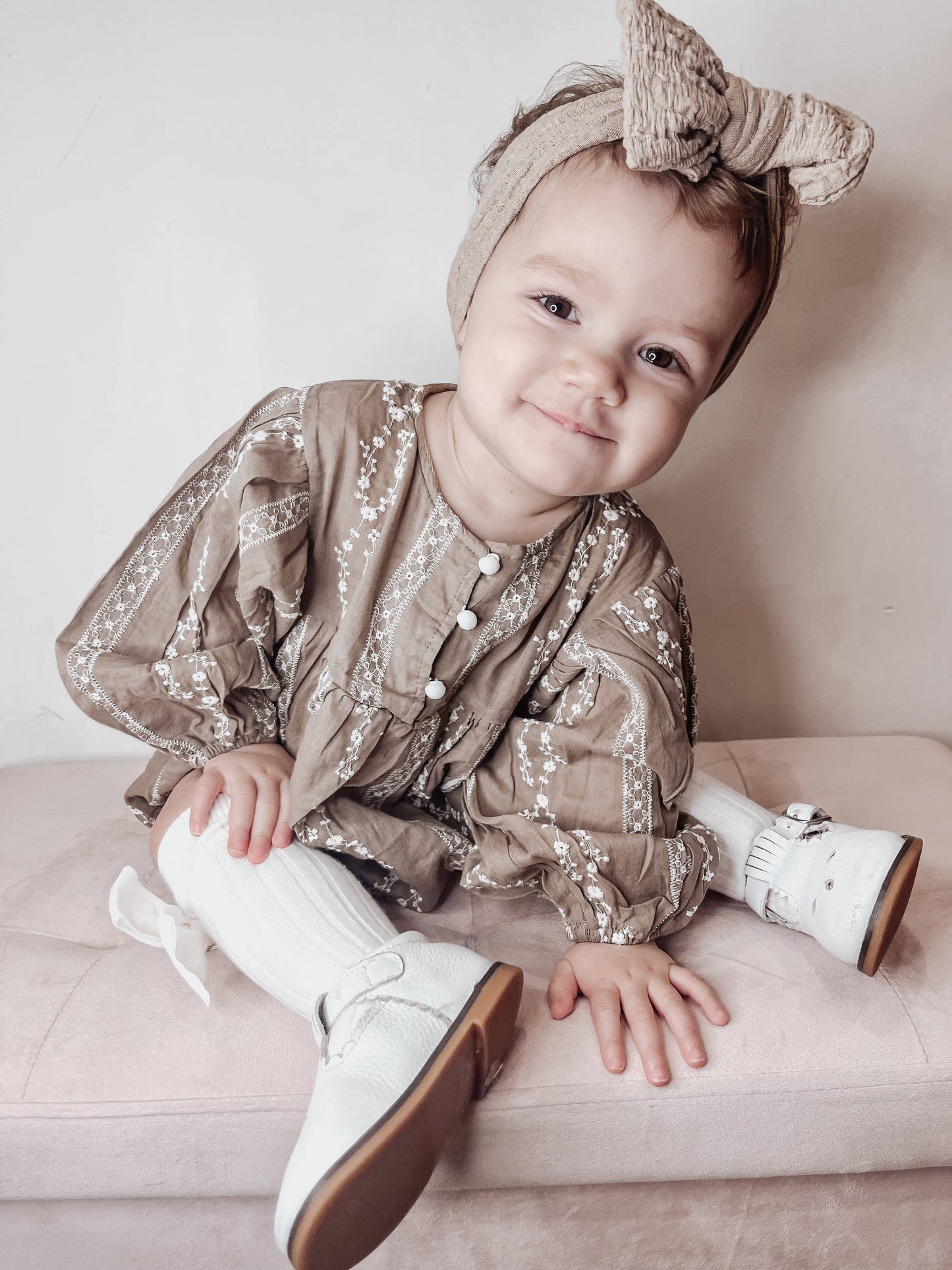 Annie & Charles® organic cotton bodysuit with embroidery