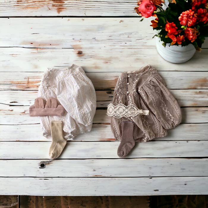 Annie & Charles® organic cotton bodysuit with embroidery