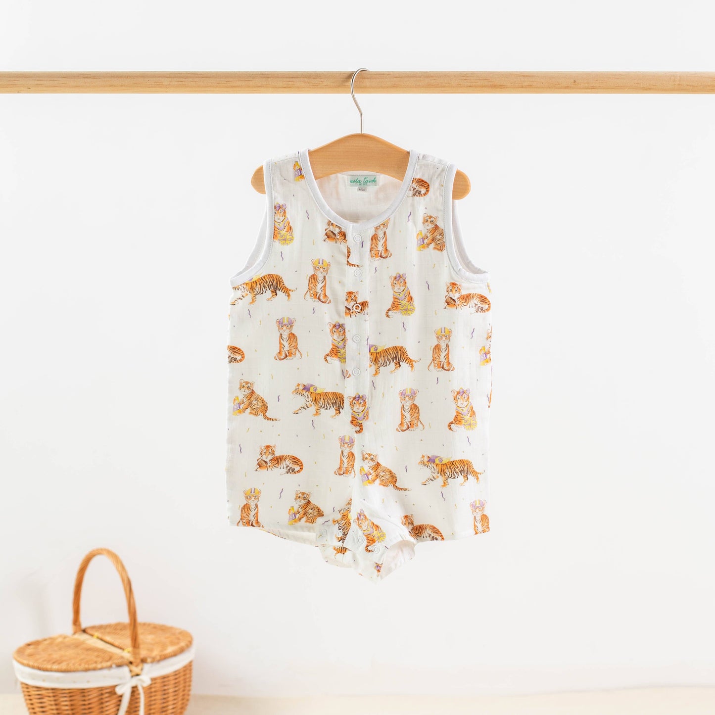 MVC: Louisiana Tigers Organic Muslin Shortalls