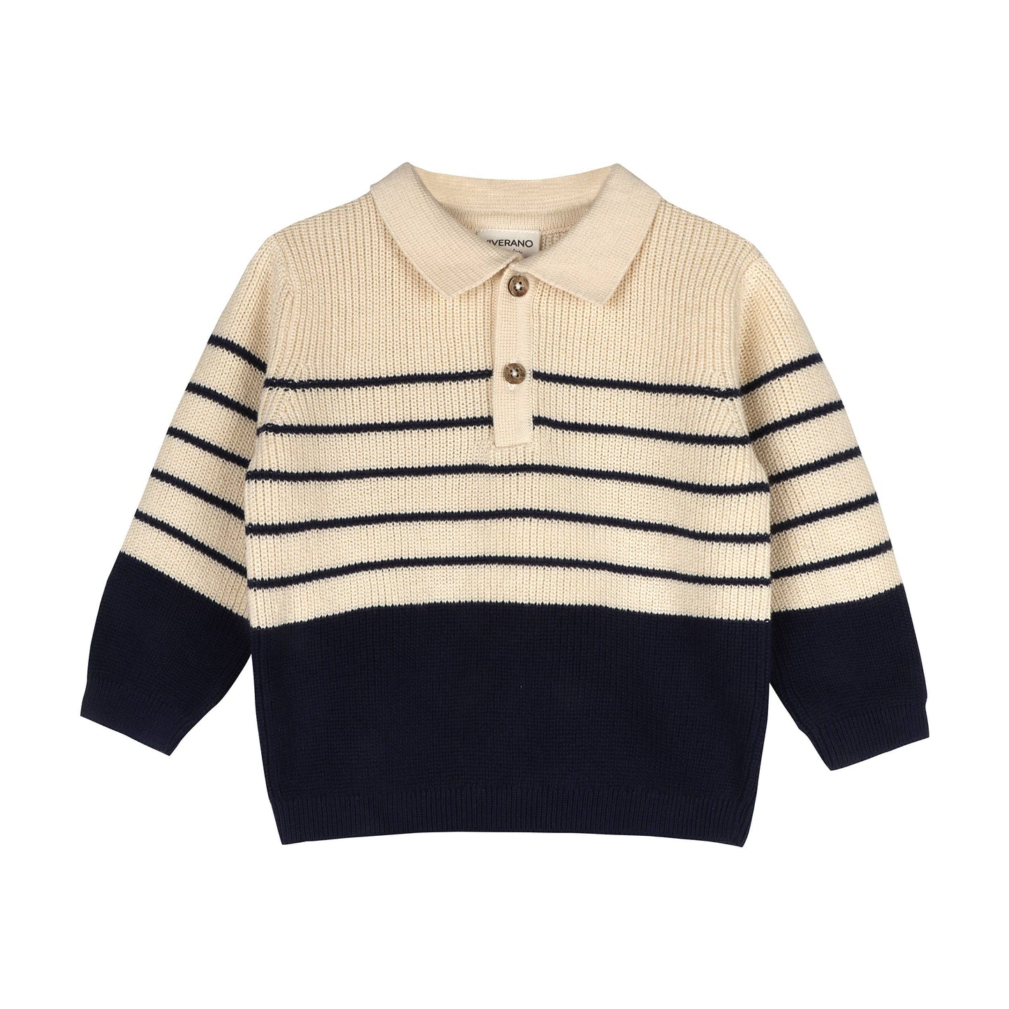 Classic Stripe Polo Sweater Knit Baby Pullover & Pant Set