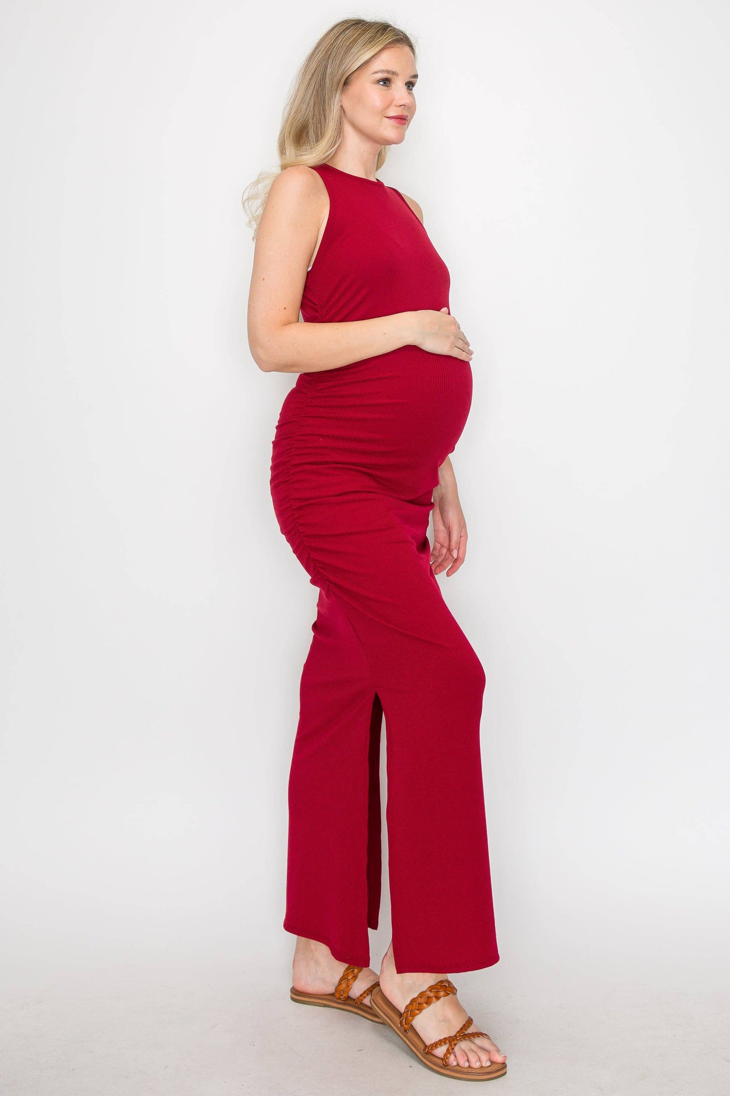 Celestine Tank Ribbed Long Dress W/Side Slit