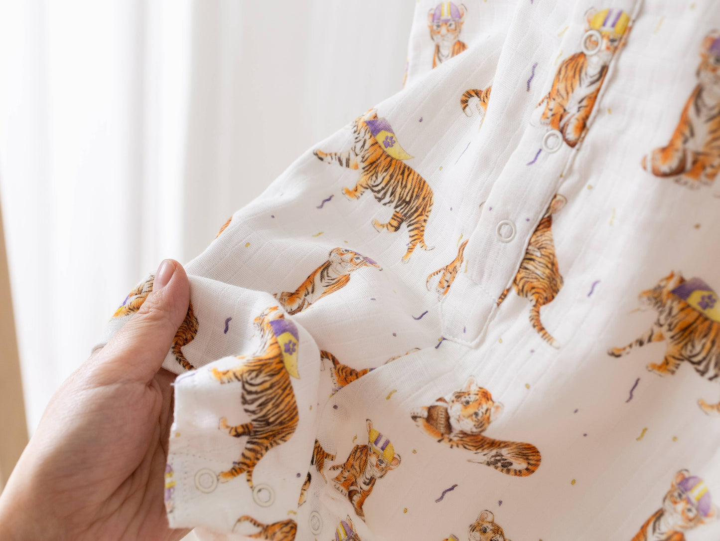 MVC: Louisiana Tigers Organic Muslin Shortalls