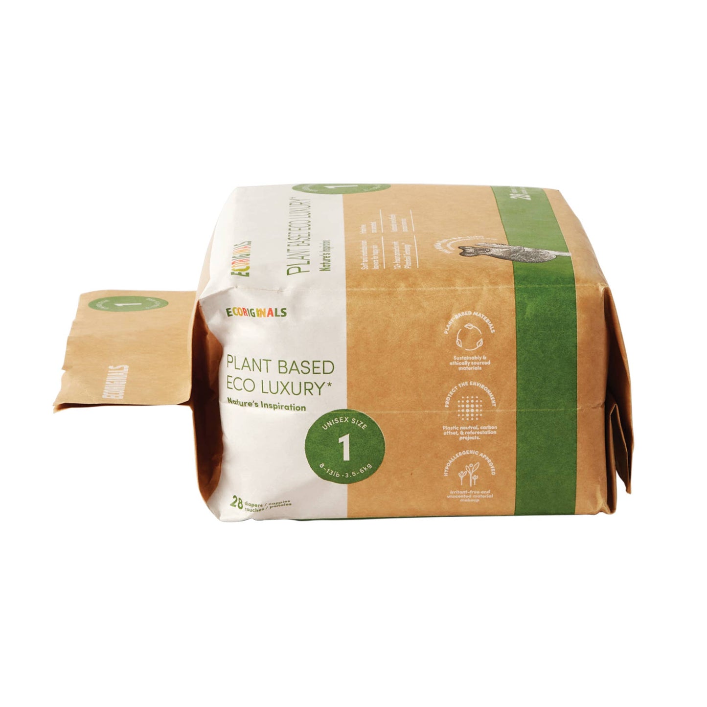 Plant based USA Cotton Eco Diaper Size 1 Newborn Plus 8-13lb