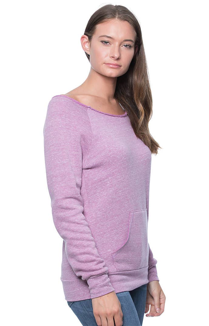 WOMEN'S ECO TRIBLEND FLEECE RAGLAN W/POUCH POCKET
