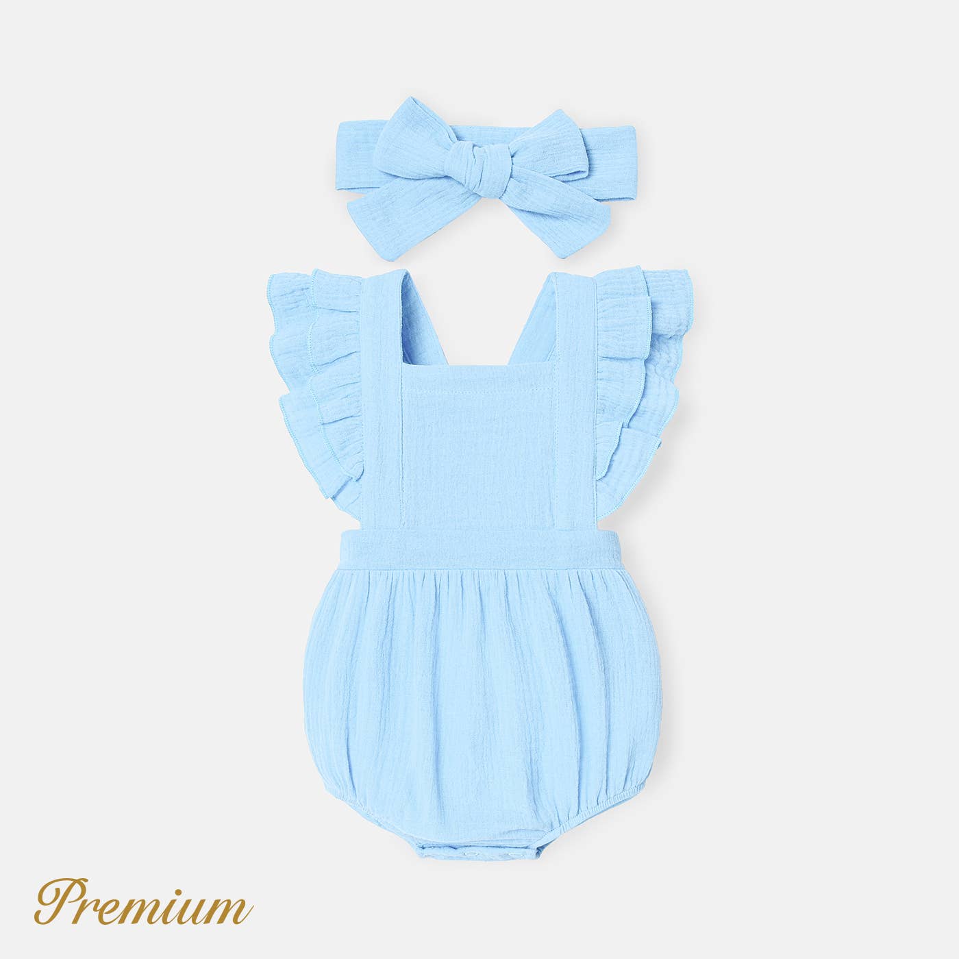 Baby Girl 100% Cotton Crepe Solid Layered Ruffle Trim
