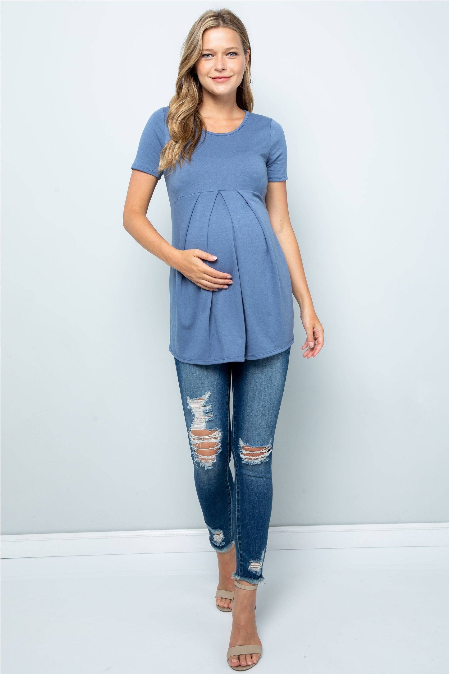 Zoey French Terry Pleated Top