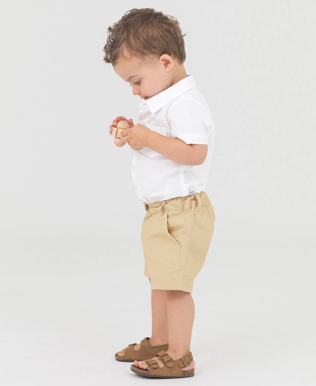 Boys White Dobby Short Sleeve Button Down Shirt