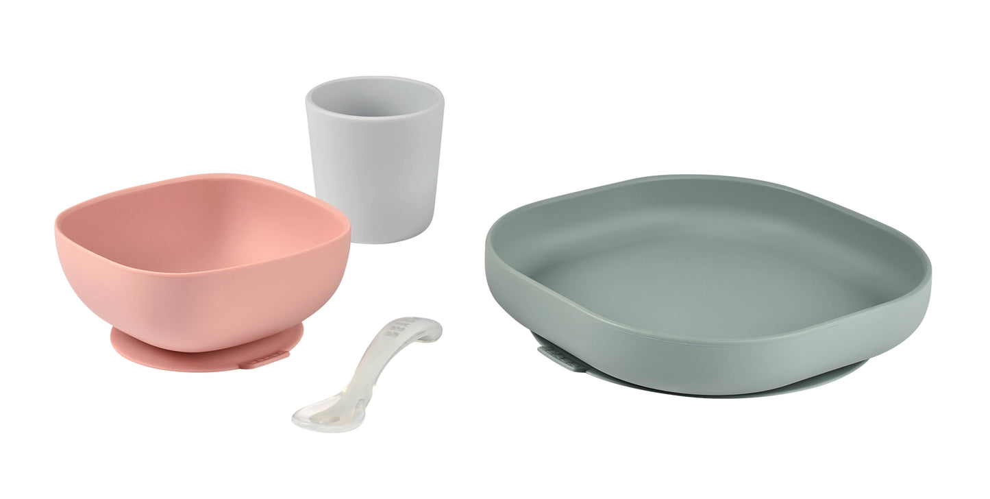 BEABA Silicone Suction Meal Set - Set of 4 - Eucalyptus