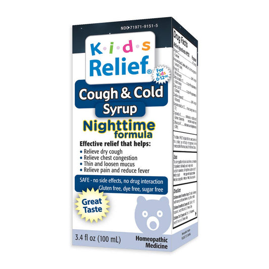 Kids Relief Cough&Cold Nighttime Syrup for Kids 0-12, 3.4 oz