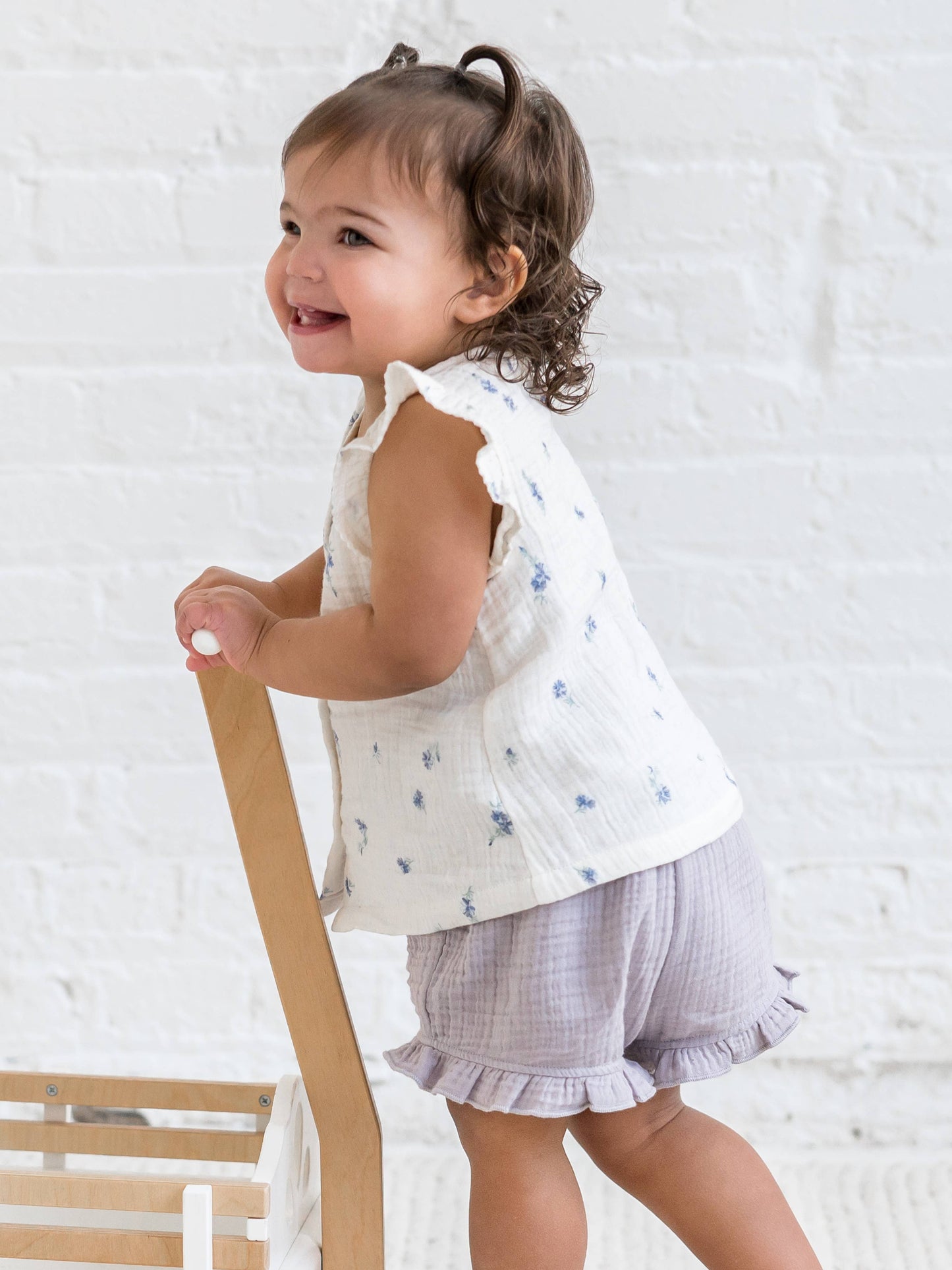 Organic Luz Muslin Flutter Shorts - Lilla