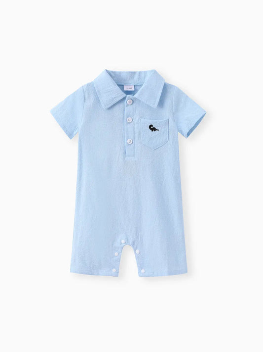 Baby Boy 100% Cotton Jumpsuit Front Button with a Pocket
