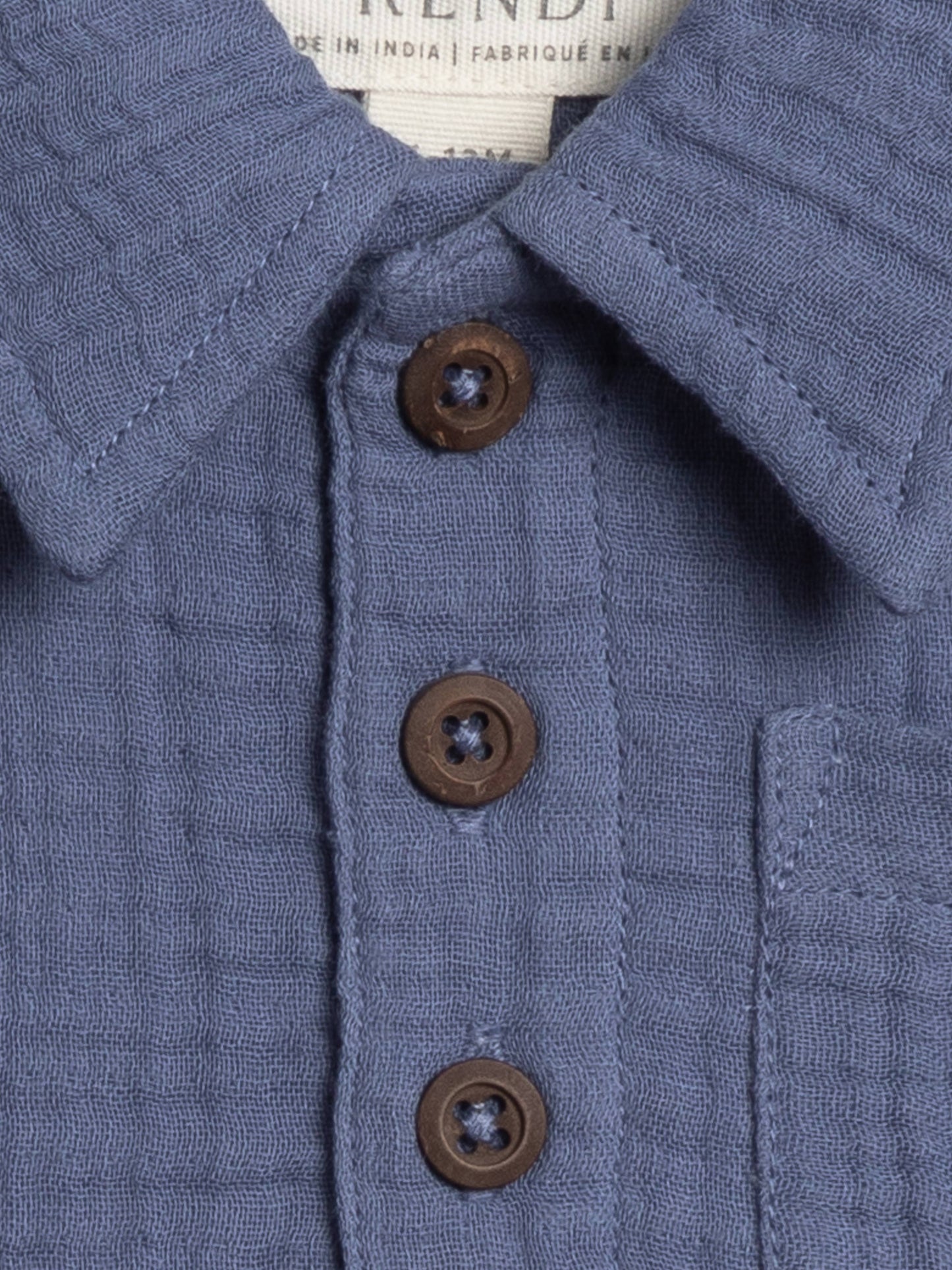 Organic Ezra Muslin Short Sleeve Polo - Marino