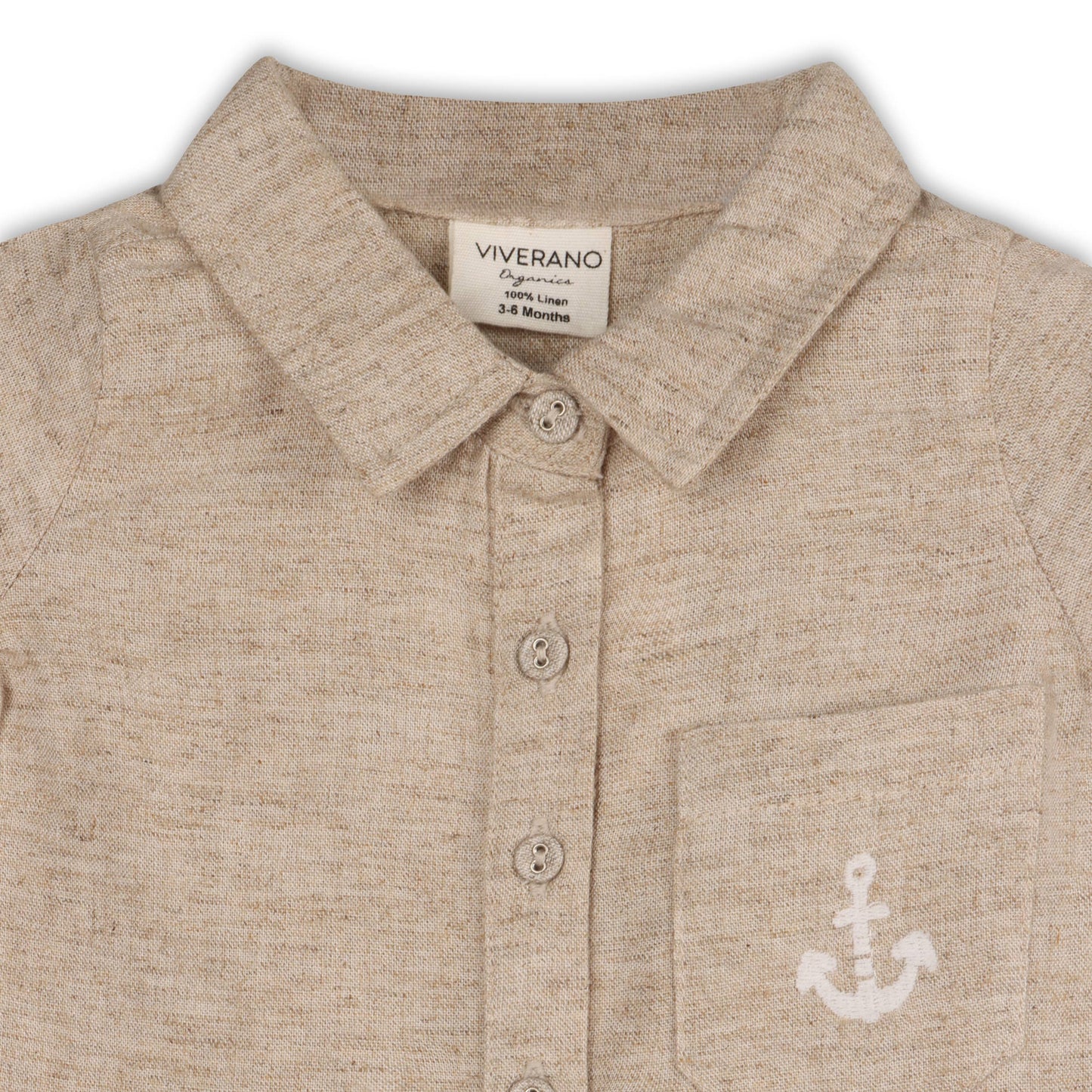 Riley Anchor Baby Romper (Natural Linen Blend)