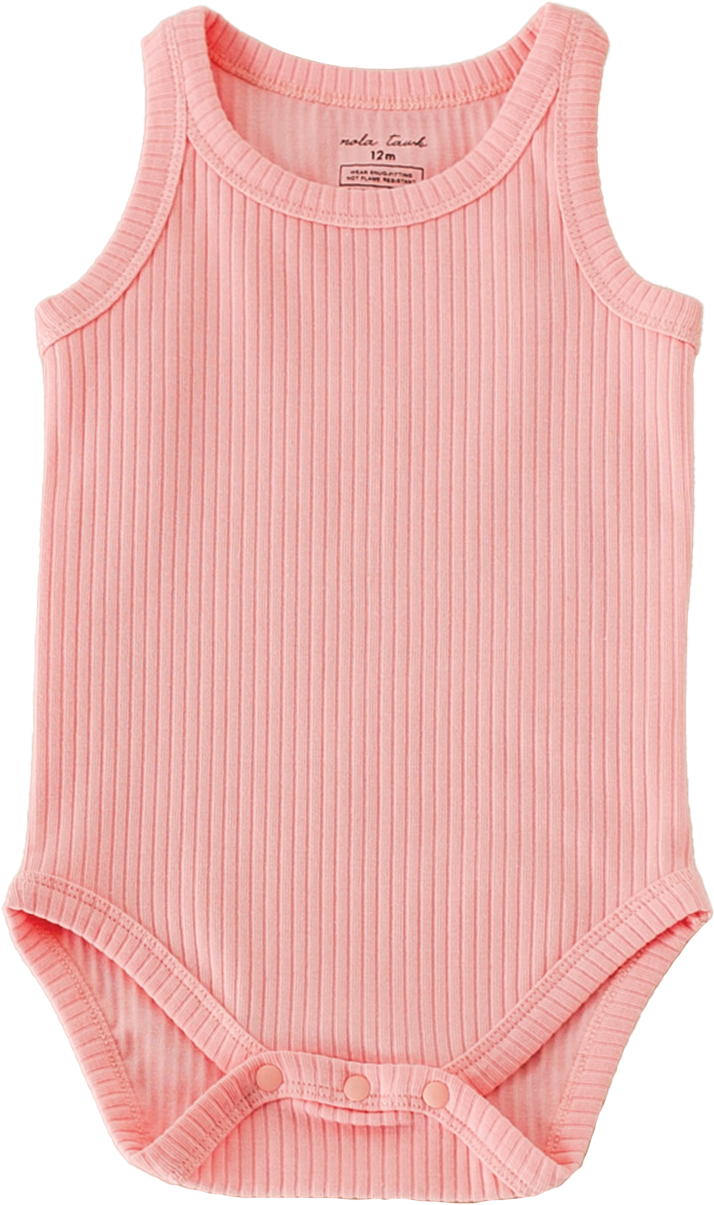 Bubble Gum Ribbed Organic Cotton Onesie