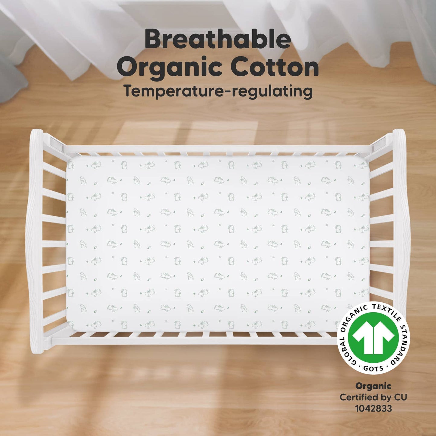 2-pack Organic Cotton Fitted Crib Sheet (Bunnies)