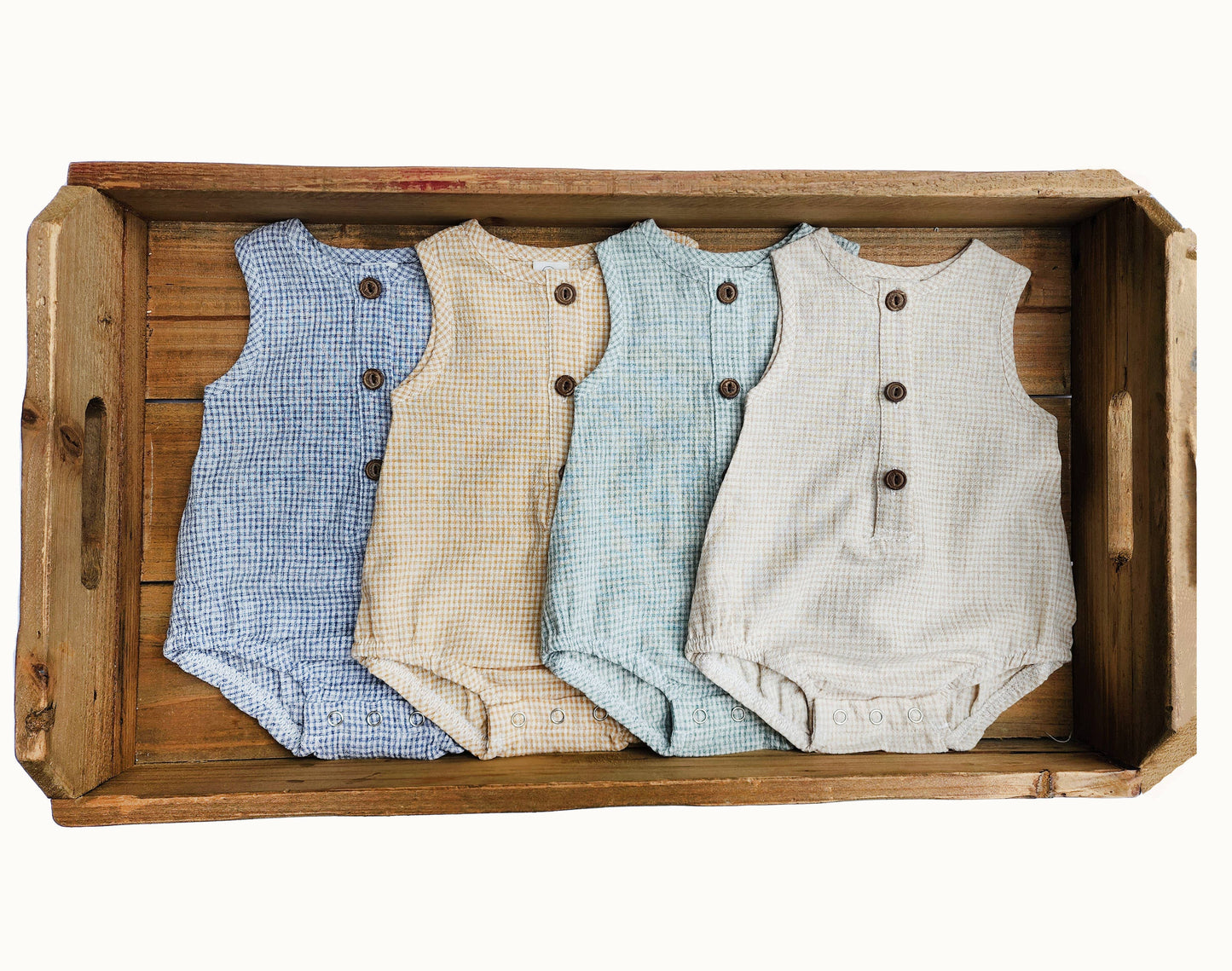 Baby Boy Girl Marco ROMPER GINGHAM cotton neutral Jumper