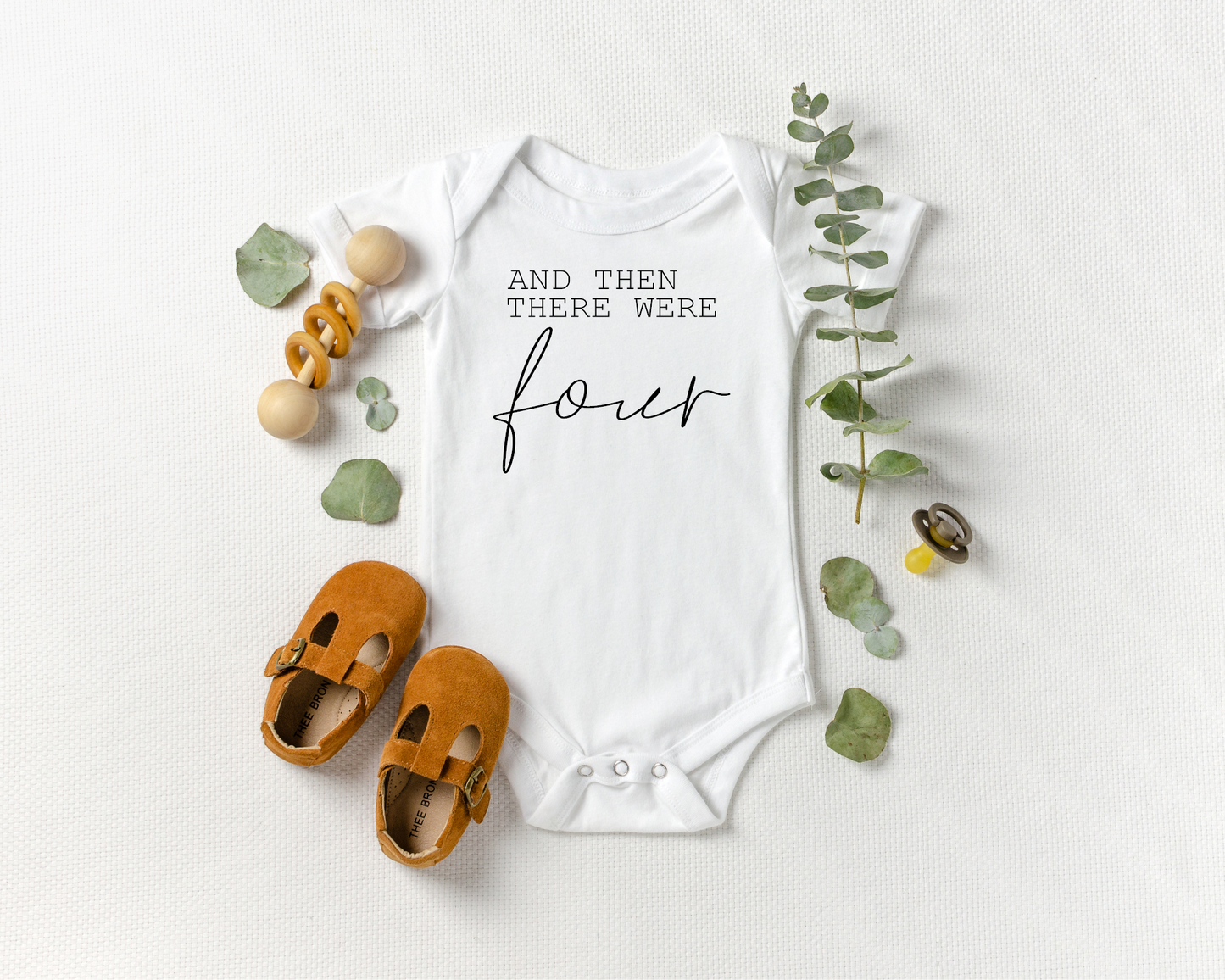 Then There Were Four  Pregnancy Announcement Onesie