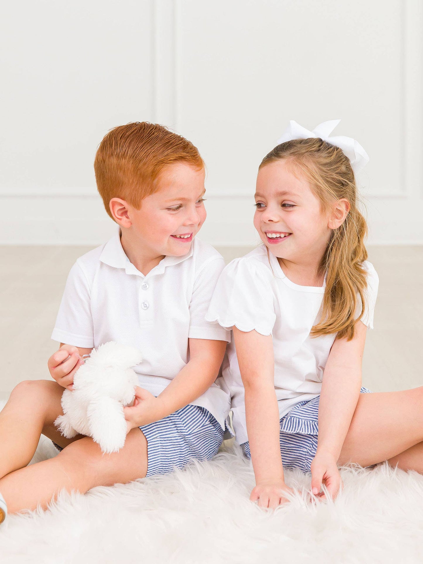 Boys Classic Blue Seersucker Pull-on Shorts