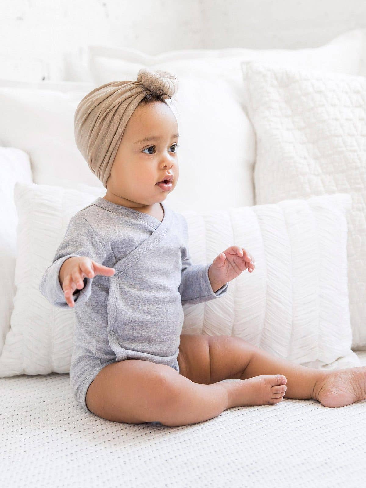 Organic Long Sleeve Classic Kimono Bodysuit - Heather Grey