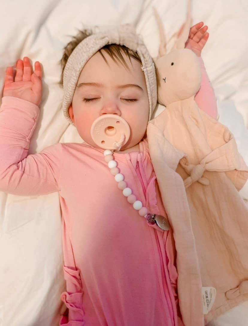 Ali+Oli Silicone Pacifier Clip (Pink-White)