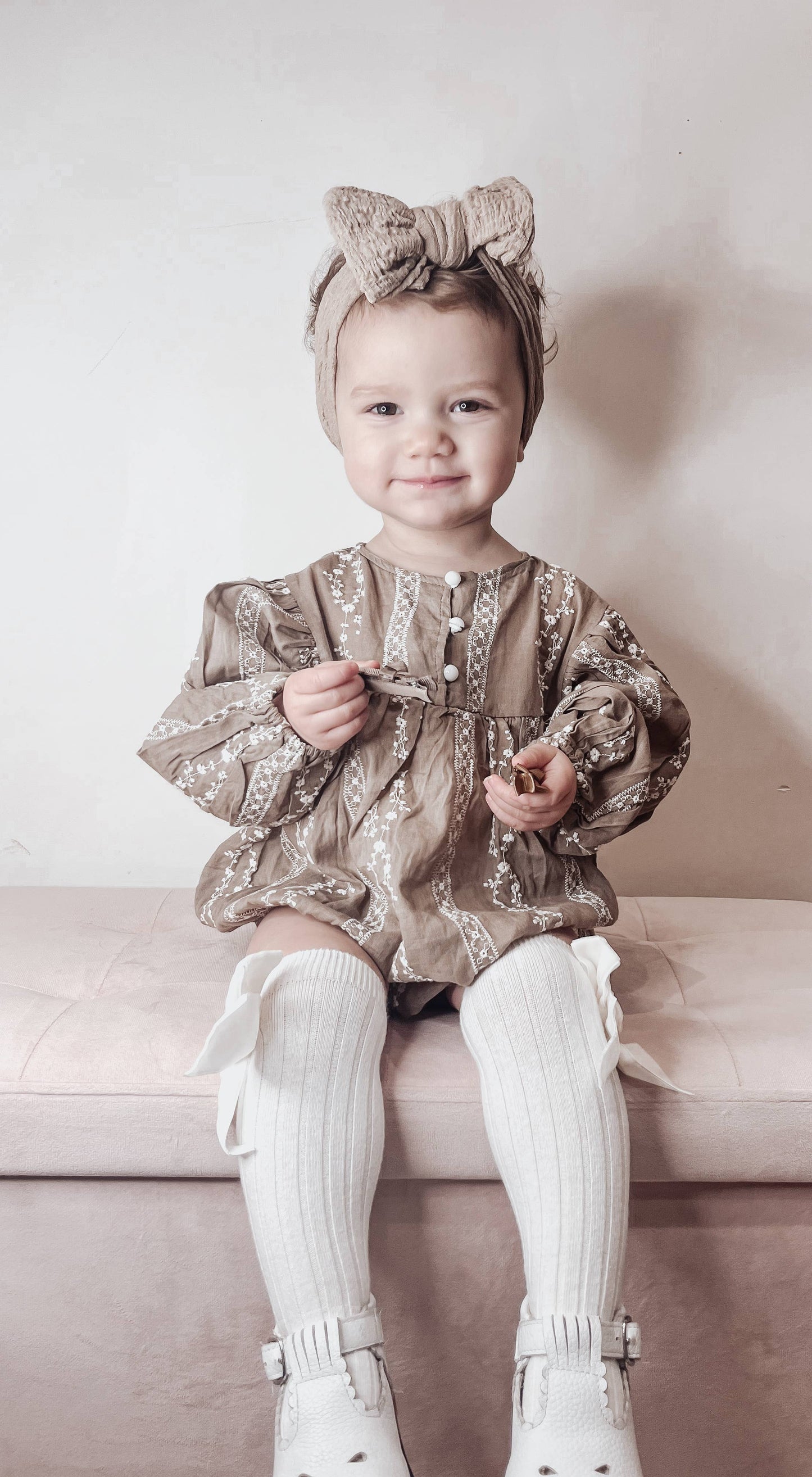Annie & Charles® organic cotton bodysuit with embroidery