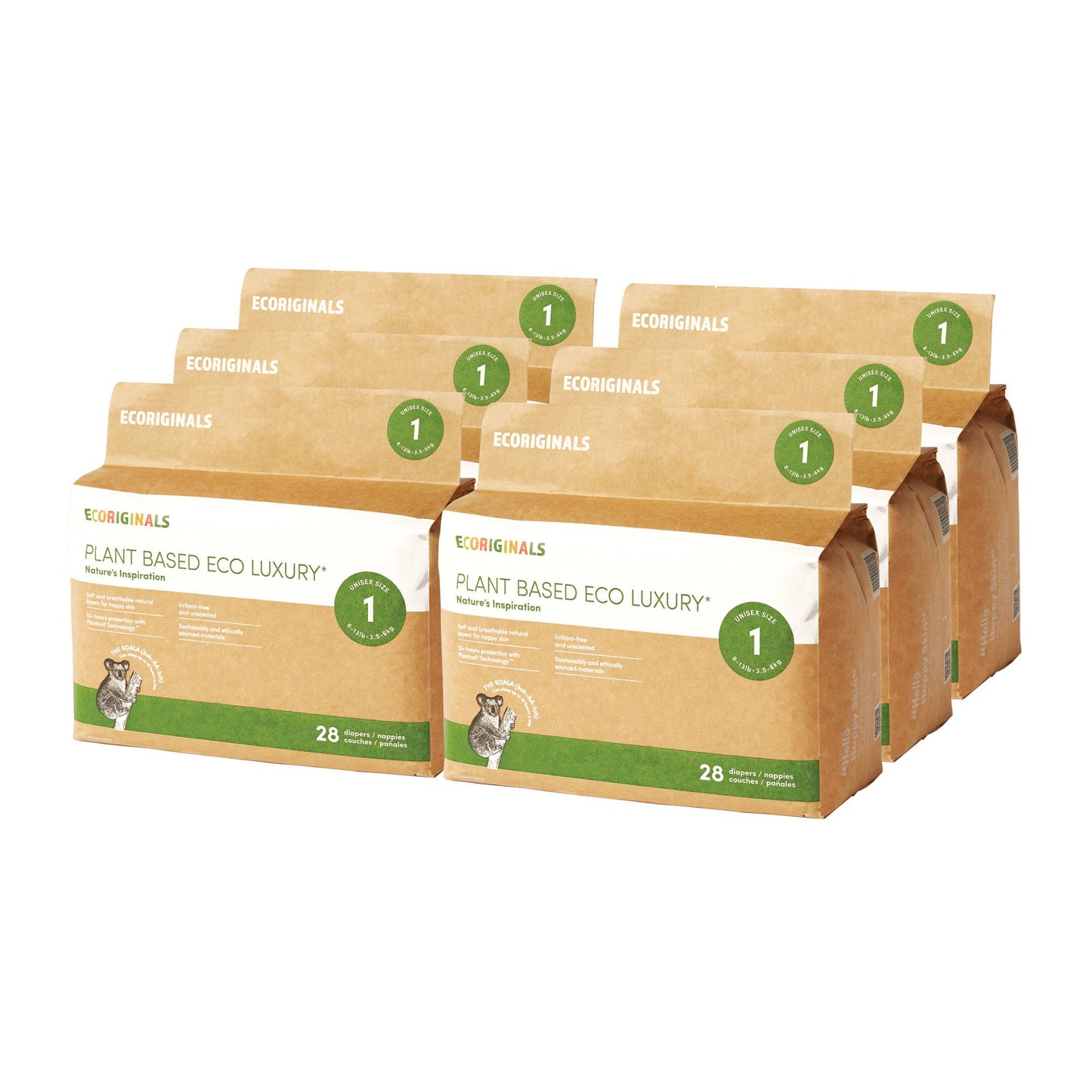 Plant based USA Cotton Eco Diaper Size 1 Newborn Plus 8-13lb