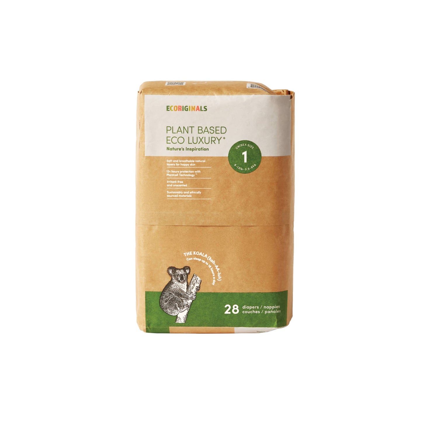 Plant based USA Cotton Eco Diaper Size 1 Newborn Plus 8-13lb