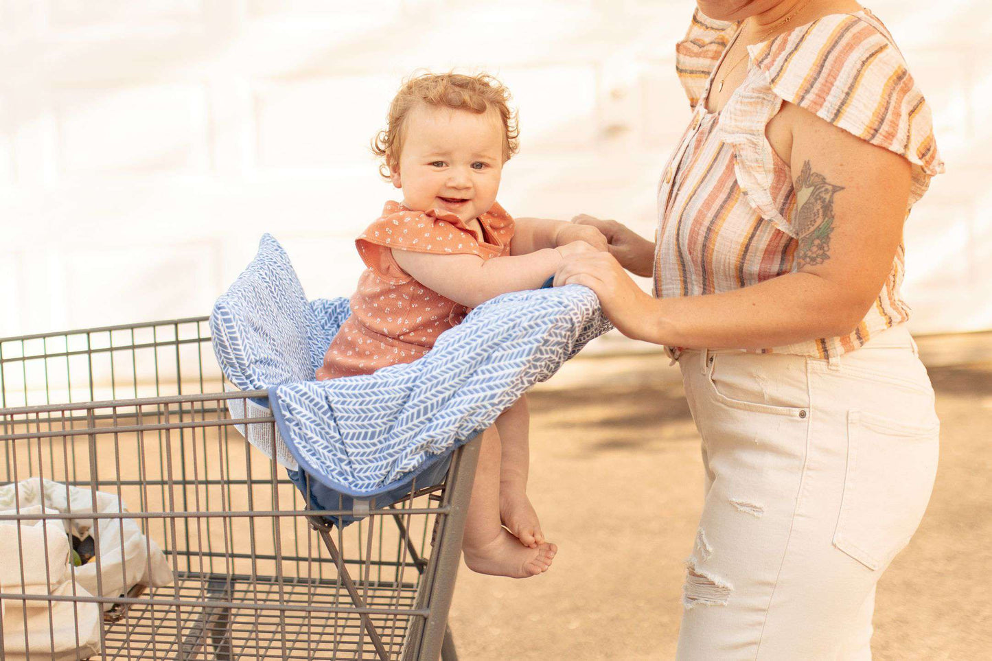 Baby Shopping Cart Cover | Blue Little Arrows Design