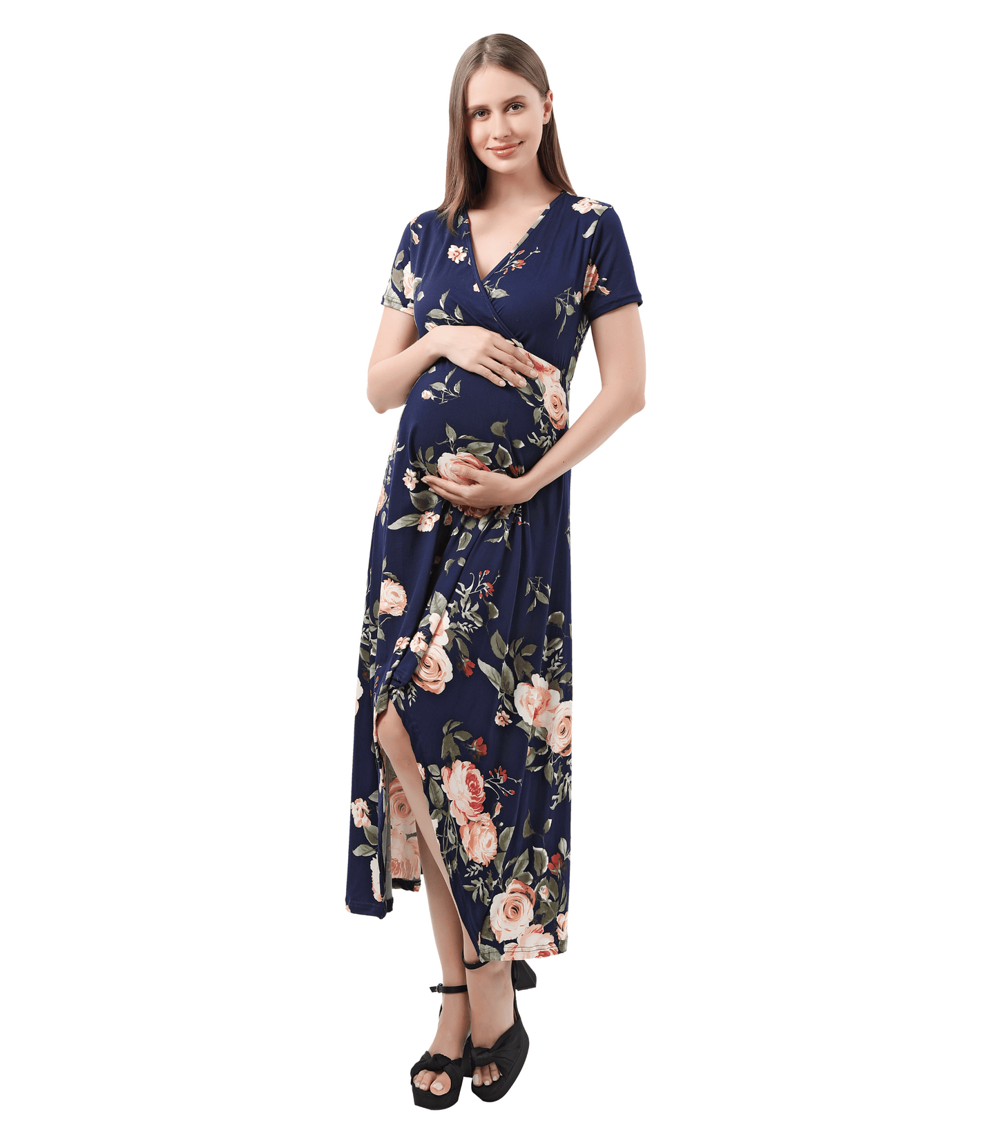 Floral Hi-Low Maternity Maxi Dress