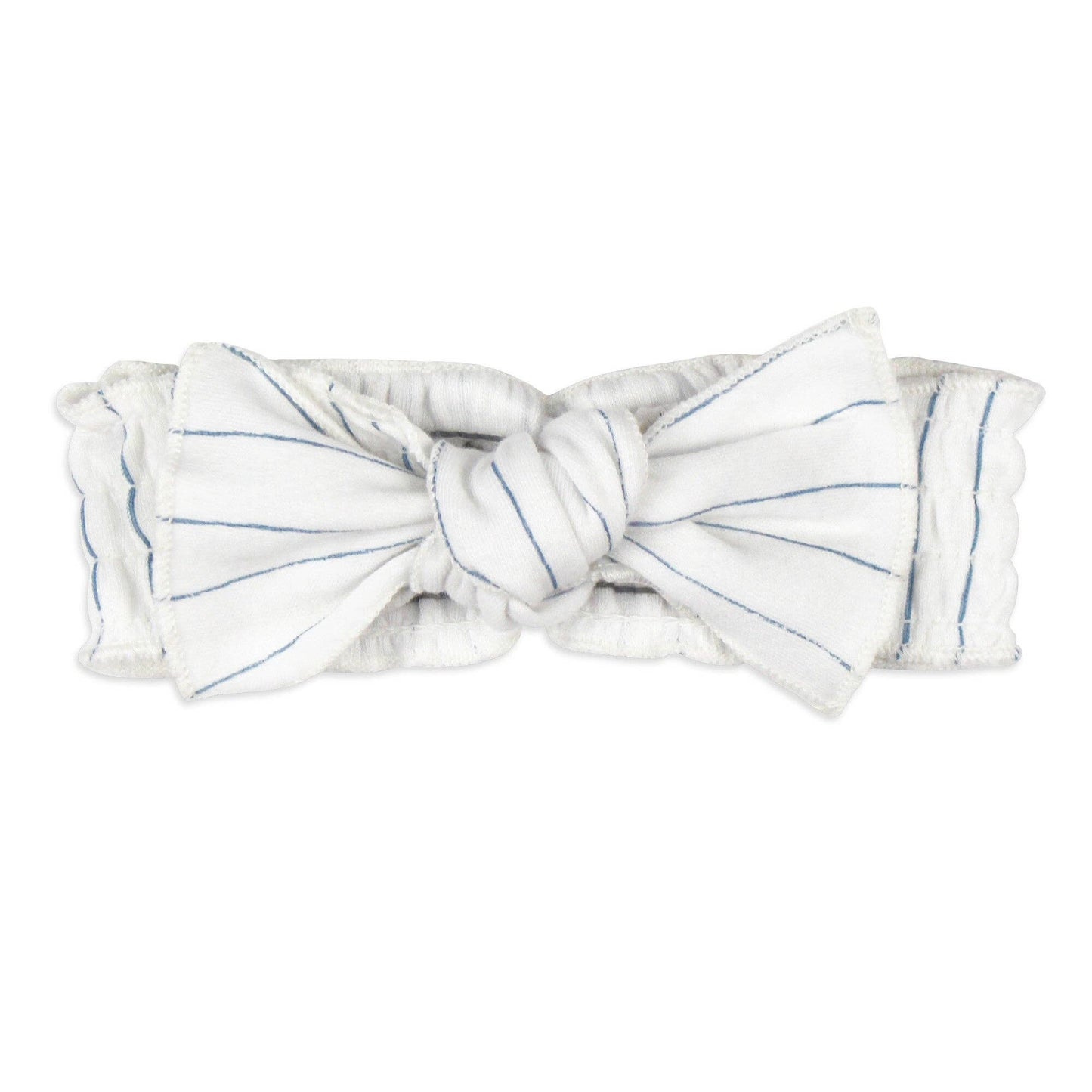 Organic Smocked Headband in Pool Pinstripe